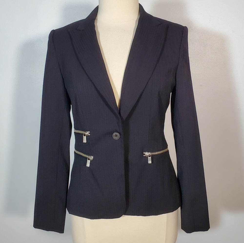 Michael Kors Black 3 Zipper Blazer Jacket